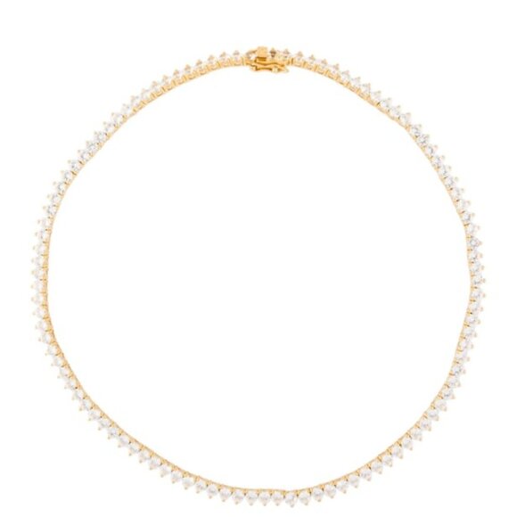DORSEY BENNINGTON 3-PRONG 3.5MM, LAB WHITE SAPPHIRE GOLD RIVIÈRE NECKLACE - Picture 1 of 2